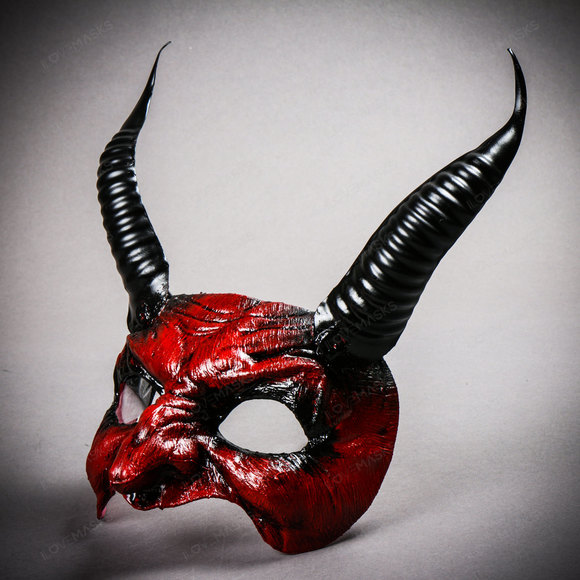 Goblin Devil Long Horn Eyes Mask - Bloody Red - Picture 5 of 7